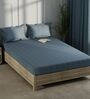 Monkler Blue 100% Cotton Abstract King Size Bedsheet with 2 Pillow Covers